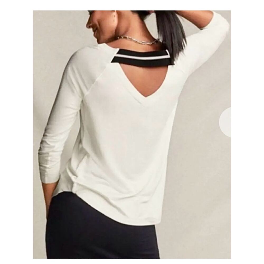 Cabi French Terry Lightweight Knit Top XL Extra Large Ivory White Style 5555